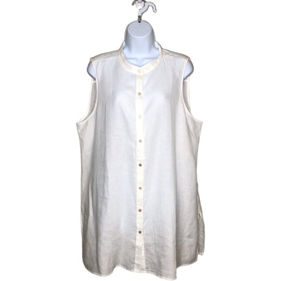 Eileen Fisher Tops - Eileen Fisher White Linen Top sleeveless cool